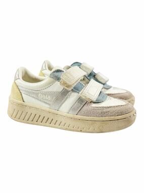 Gola Grandslam Quad Strap White Silver Leather Platform Sneakers Toddler Size 12